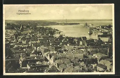 AK Flensburg, Panoramablick aus der Vogelschau