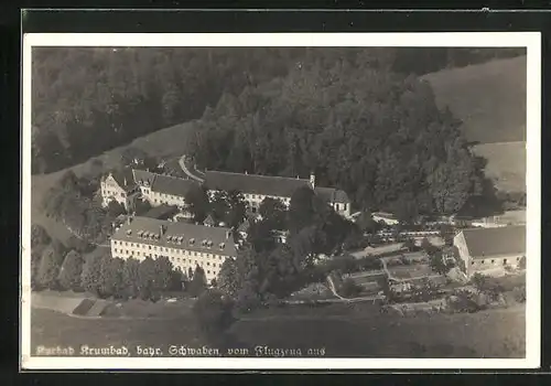 AK Krumbach / Schwaben, Flugzeugaufnahme vom Kurbad Krumbad