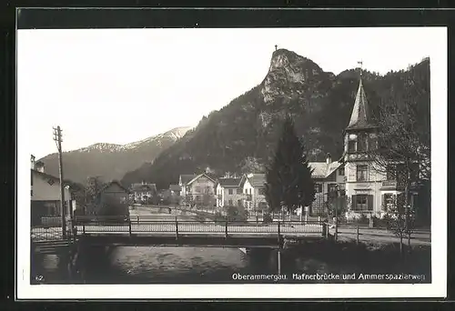 AK Oberammergau, Hafnerbrücke und Ammerspazierweg