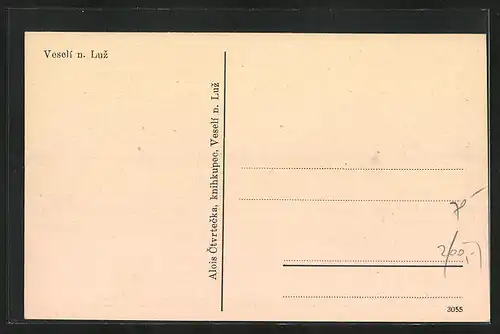 AK Veselí n. Luz., Ortspartie mit Kirche