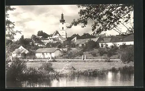 AK Veselí n. Luz., Ortsansicht mit Kirche