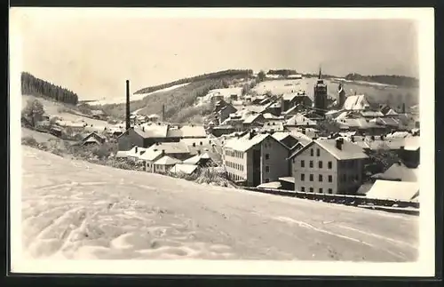 AK Vimperk / Sumava, Ortsansicht im Winter