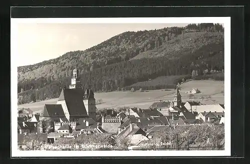 AK Prachatitz / Böhmerwald, Ortspartie mit Kirche