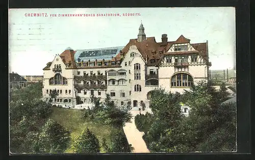 AK Chemnitz, Von Zimmermann`sches Sanatorium, Südseite