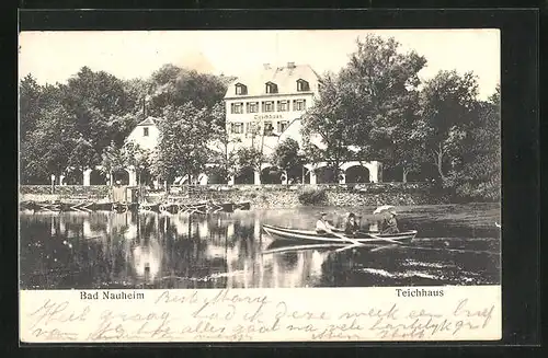 AK Bad Nauheim, Teichhaus vom Wasser aus gesehen