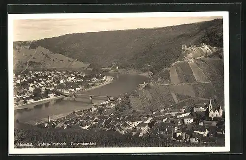 AK Traben-Trarbach, Gesamtansicht, Moselpartie mit Brücke