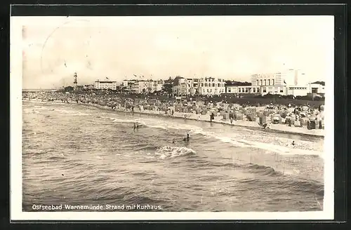 AK Warnemünde, Strand mit Kurhaus