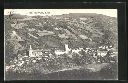 AK Heimbach / Eifel, Ortsansicht mit Kirche aus der Vogelschau
