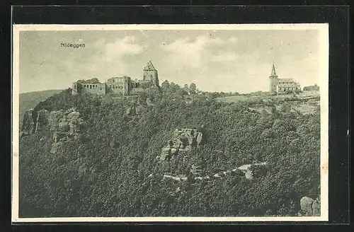 AK Nideggen, Blick zur Burgruine