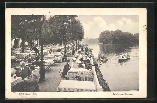 AK Bad Nauheim, Gasthaus Teichhaus, Terrasse