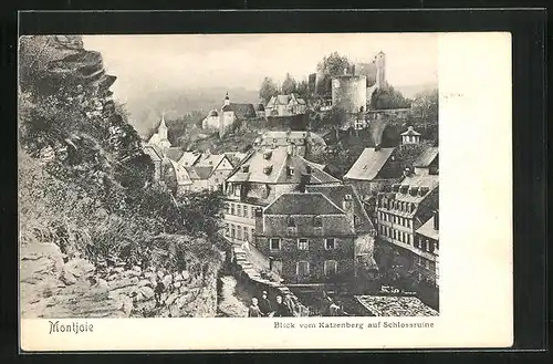 AK Monschau, Blick vom Katzenberg auf Schlossruine