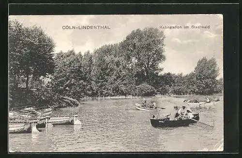 AK Köln-Lindenthal, Kahnstation im Stadtwald