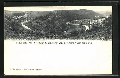 AK Kyllburg, Panorama und Malberg von der Mohrweilerhöhe aus gesehen