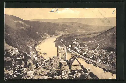 AK Traben-Trarbach / Mosel, Ortsansicht mit Gräfinburg