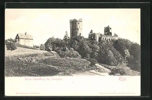 AK Gerolstein / Eifel, Blick zur Ruine Casselburg