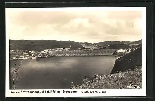 AK Heimbach / Eifel, Rurseetalsperre Schwammenauel, Blick zum Staudamm