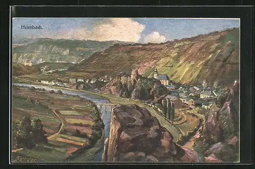 AK Heimbach / Eifel, Ortsansicht aus der Vogelschau