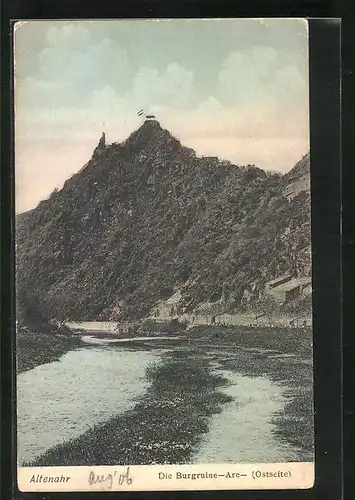 AK Altenahr, Burgruine Are (Ostseite), Ahrpartie