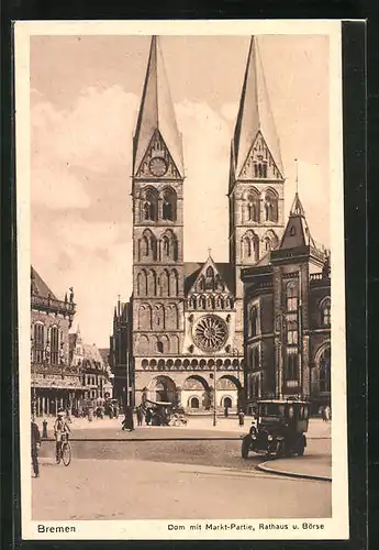 AK Bremen, Dom mit Markt, Rathaus und Börse