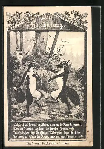 AK Königstein / Taunus, Fuchstanz und Gedicht, Gruss vom Fuchstanz im Taunus