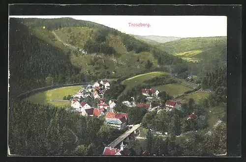 AK Treseburg, Blick auf den kleinen Ort im Tal