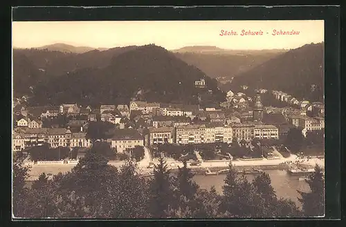 AK Schandau, Sächs. Schweiz, Blick auf das Villenviertel