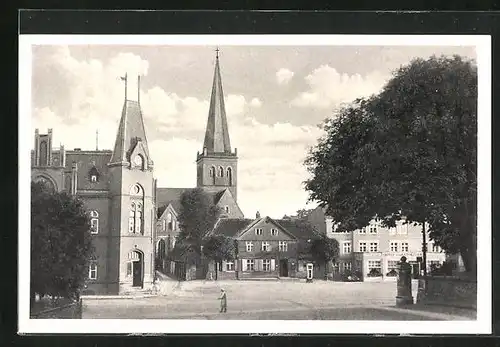 AK Bergen auf Rügen, die Kirche auf dem Marktplatz