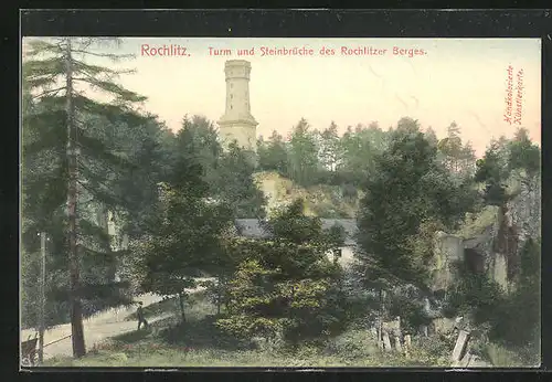 AK Rochlitz, Turm und Steinbrücke des Rochlitzer Berges
