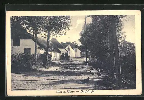 AK Wiek a. Rügen, Wohnhäuser an der Dorfstrasse