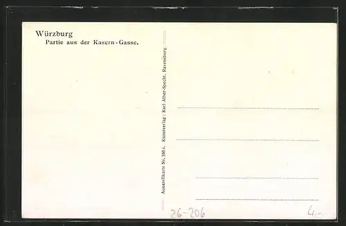 Künstler-AK J. Marschall: Würzburg, Partie aus der Kaserngasse