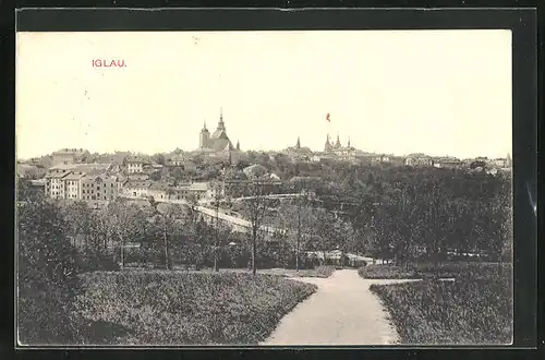 AK Iglau, Blick von den Wegen auf die gesamte Stadt