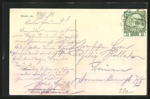AK Iglau, Blick von den Wegen auf die gesamte Stadt