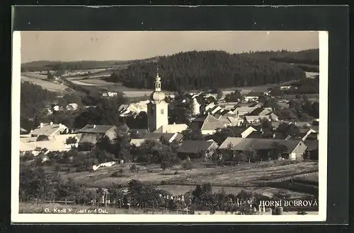 AK Bobrova, Blick auf die Kirche und den kleinen Ort