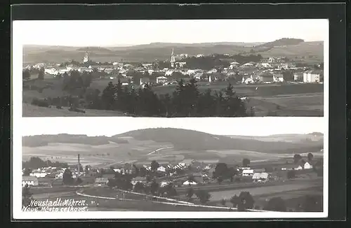 AK Neustadt in Mähren, Generalansicht, Blick zur Kirche und Fabrik