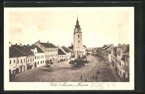 AK Velke Mezirici, Kostel, Namesti, Hotel