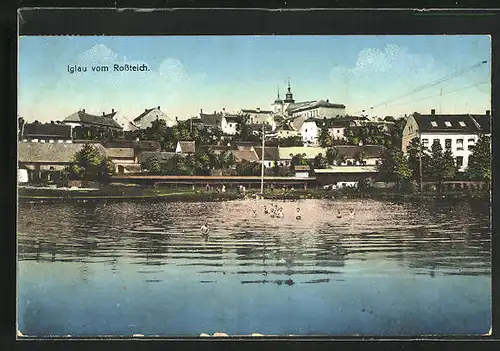 AK Iglau, Ortsansicht vom Rossteich aus