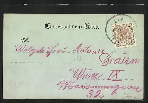 Mondschein-AK Iglau, Totalansicht der Stadt mit der Schwimmschule