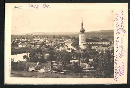 AK Merin, Blick auf den gesamten Ort und die Kirche