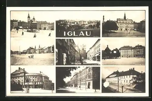 AK Iglau, Stadtplatz, Rathaus, am Brunnen, am Schloss
