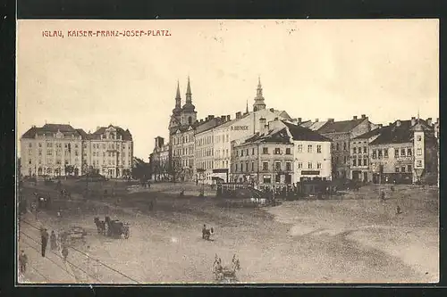 AK Iglau, eine Pferdekutsche auf dem Kaiser-Franz-Josef-Platz