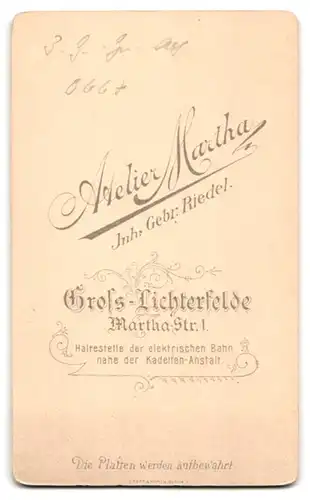 Fotografie Atelier Martha, Gross Lichterfelde, Martha-Strasse 1, Uffz. mit Schützenschnur, 3. Garde Gren. Rgt.