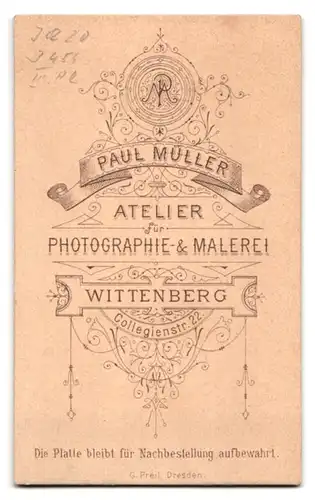 Fotografie Paul Müller, Wittenberg, Collegienstr. 22, Soldat in Uniform Inf.-Rgt. 20