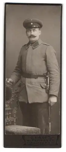 Fotografie G. Haupt, Wittenberge, Perlebergerstr. 150, Soldat in Uniform Inf.-Rgt. 12