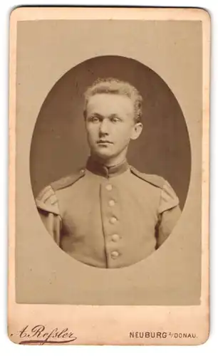 Fotografie Anton Ressler, Neuburg / Donau, Bahnhofstr., Musiker in Uniform mit Schwalbennest Rgt. 5