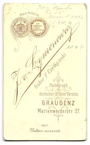 Fotografie J. von Szymononvicz, Graudenz, Marienwerderstr. 27, Arillerist in Uniform Feld-Art.-Rgt. 35