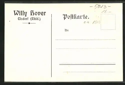 AK Elsdorf / Rhld., Absender Willy Hover