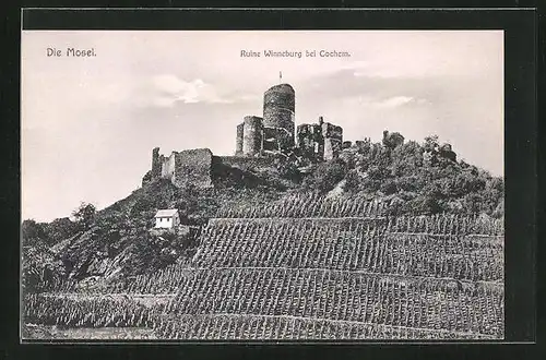 AK Cochem, Blick zur Ruine Winneburg