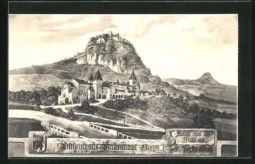 AK Singen, Ortsansicht aus der Vogelschau