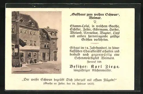 AK Weimar, Gasthaus zum weissen Schwan