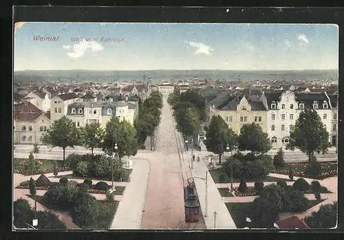 AK Weimar, Blick vom Bahnhof auf die Stadt